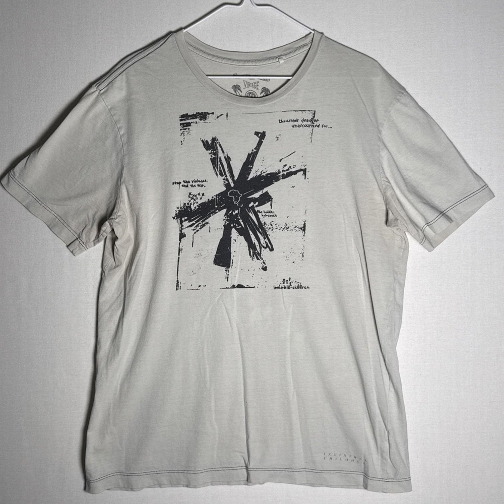Vintage Guess? X Invisible Children 2006 Anti War Graphic Tee Mens XL